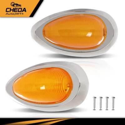 Fit For Freightliner Century / Columbia Side Marker Signal Light W/ Chrome Bezel - Image 1 of 4