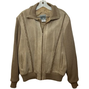 Vtg 90s Outdoor Exchange Leather Suede Sweater Jacket Sz M - Picture 1 of 6