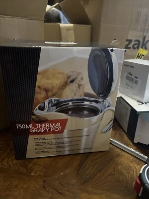 304 Brushed Stainless Steel Gravy Boat Thermal Insulated Double Wall Serving ... - Image 1 of 4