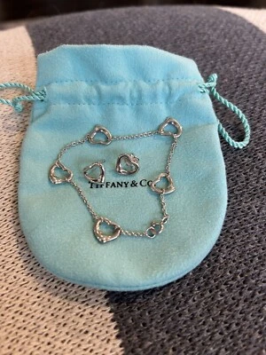 Tiffany & Co. 5 Open Heart Bracelet & Earrings Elsa Peretti Sterling Silver 925 - Image 1 of 3