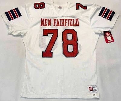 Camiseta de fútbol vintage Rawlings nueva Fairfield #78 XL blanca proyectada en EE. UU. Foto 1 de 4