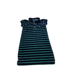 Ralph Lauren Girls Blue Green Stripe Velour Short Sleeve Dress 2T - Picture 1 of 2