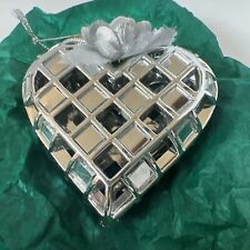 Set Of 5 Plastic Mirrored Cut Out Heart Christmas Ornaments