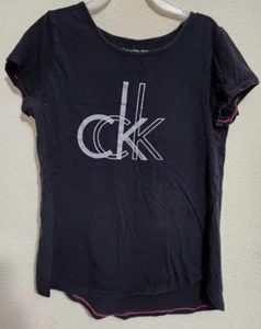 Calvin Klein Girls Short-Sleeve T-Shirt Size 12/14 Black - Picture 1 of 3