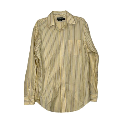 Lauren Ralph Lauren Dress Shirt Size 16-34/35 Yellow W/Blue White Stripes Mens - Image 1 of 4