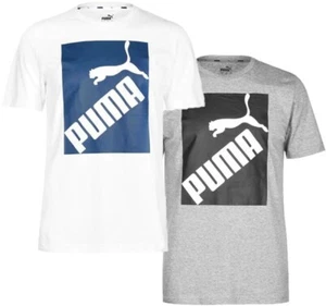 ✅ PUMA BIG LOGO Herren T-Shirt Freizeit Fitness Sport Sommer Weiß Hellgrau S-XXL - Picture 1 of 9