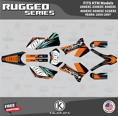 Kit de gráficos para KTM 200 250 300 400 450 525EXC (2005-2007) robusto - Laranja - Imagem 1 de 4