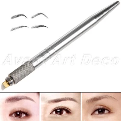 Penna Microblading Sopracciglia Permanente Manuale + 5pz Tatuaggio 14 Aghi Lame Smussate - Immagine 1 di 4