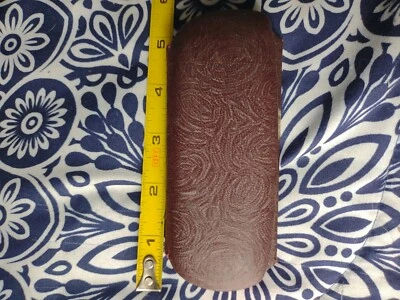 Antique Reading Glasses case (empty), metal, burgundy color - Image 1 of 4