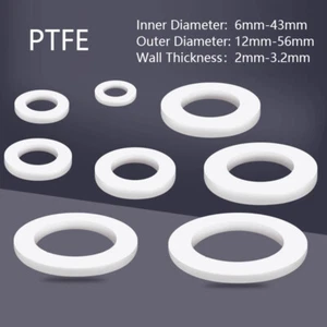 Arandelas planas blancas de PTFE de 2-3,2 mm de espesor de pared identificación de cuña junta de sellado de brida de 6 ~ 43 mm - Imagen 1 de 14