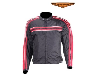 Motorcycle Jacket Lightweight, Black Red - Foam Based Certified Armor Biker New - Picture 1 of 7