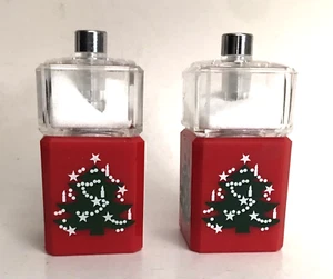 MR. DUDLEY Salt Shaker Pepper Grinder Mill RED Christmas Tree SET OF 2 - Picture 1 of 10