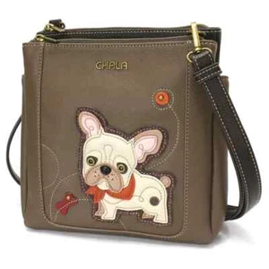 CHALA BRAUN FRANZÖSISCHE BULLDOGGE FRÖHLICHE MESSENGER CROSSBODY TASCHE HANDTASCHE KUNSTLEDER RFID - Bild 1 von 5