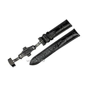 Alligator Krokodilmaserung Leder Uhrenarmband schwarz Verschluss Schnalle 18 20 22mm - Bild 1 von 4