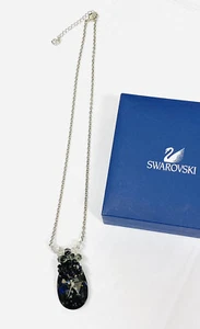Swarovski Necklace Smoothly Crystal Black Gray Metallic Pendant Silver - Picture 1 of 10