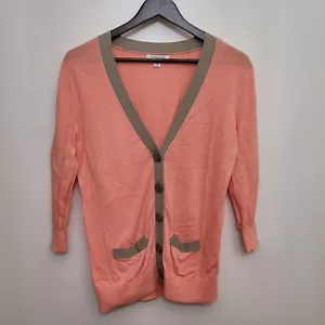 Banana Republic Womens Cardigan Medium Orange Pink Brown Button Up V Neck Cotton - Picture 1 of 8