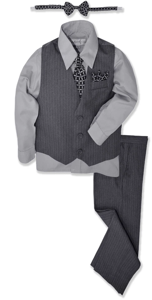 JL40 Johnnie Lene Conjunto Chaleco Ropa de Vestir Formal a Rayas Niños  Foto 1 de 1