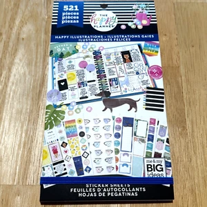 The Happy Planner Sticker Book Happy Illustrations 521 Pieces Watercolor - Picture 1 of 17