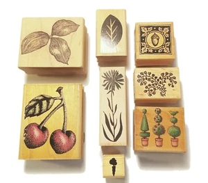 Flowers Plants Stamps Lot of 8 Wood and Rubber Misc Sizes and Styles - Picture 1 of 9