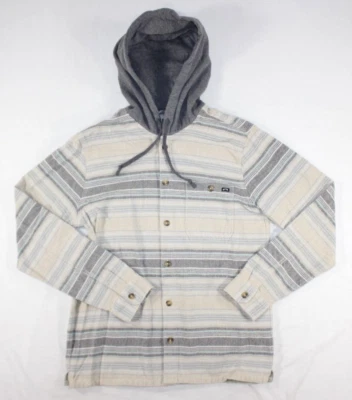 Рубашка Billabong молодежная большая для мальчиков фланелевая с капюшоном на пуговицах в полоску - Изображение 1 из 4