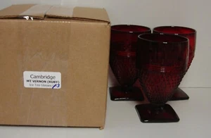 Cambridge MT VERNON (RUBY RED Ice Tea Glasses SET OF THREE More Here MINT IN BOX - Picture 1 of 4