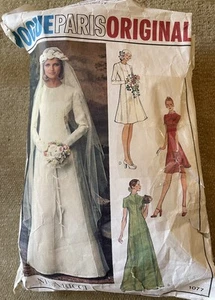 Vogue Paris Original Bridal Dress Nina Ricci 1077 Vintage 1970's - Picture 1 of 2