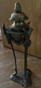 Egyptian Revival Empire Goat-Headed Bronze/Brass Incense Candle Holder 3 Piece - Picture 1 of 7