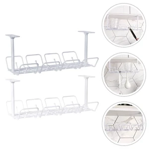 2 Pcs Draht Lagerregal Büro Kabelführungsfach Für Den Schreibtisch - Bild 1 von 12