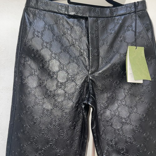 AUTH.Gucci pantaloni neri GG in morbida pelle nappa IT44 NUOVI PREZZO AL PUBBLICO $3.800 USD