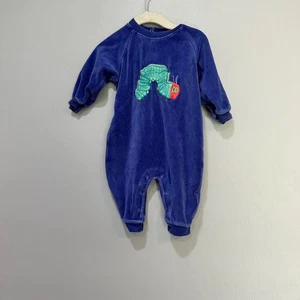 The Very Hungry Caterpillar Carter's Blue Velour Baby Romper - Picture 1 of 7