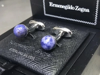 Gemelli Ermenegildo Zegna in argento sterling e lapislazzuli Made in Italy - Immagine 1 di 4