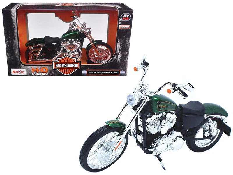 Harley-Davidson 2013 XL 1200V Seventy Two verde motocicleta modelo 1/12 de Maisto Foto 1 de 1
