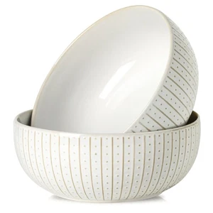 8Inch Ceramic Large Salad Bowl, Porcelain White Big Capacity Fruit Soup Salad... - Picture 1 of 7