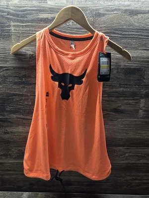 Camiseta sin mangas Under Armour Project Rock Mesh naranja para mujer talla mediana 1369968-824 NUEVA  Foto 1 de 3
