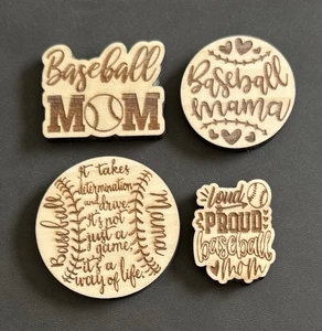 Baseball Mama Engraved Wood Fridge Magnets (NEW) - Picture 1 of 2
