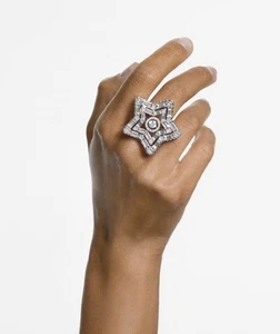 Swarovski Stella Ring Mixed Crystal Cuts, White Rhodium, Size 58 5626369 - Picture 1 of 9