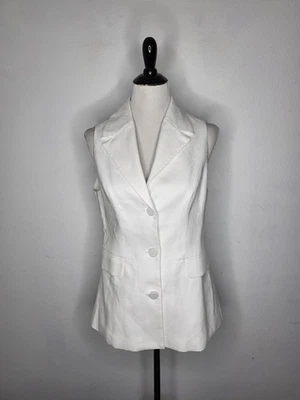 REFORMATION Billie Chaleco de Lino Mujer M-L Cuello en V Blanco "A MEDIDA" Foto 1 de 4