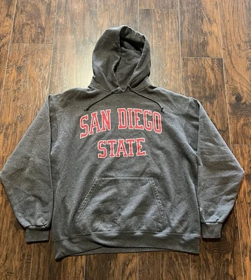 Y2K San Diego State University Hoodie Men’s XL Dark Gray Red Champion SDSU - Image 1 of 4