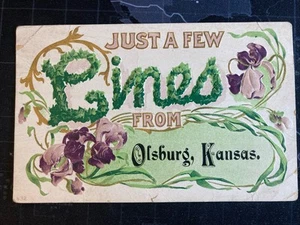 1910 Just A Few Lines From Olsburg Kansas, Embossed Flowers - Picture 1 of 2