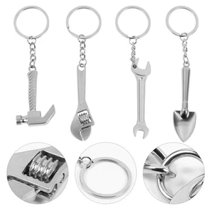 4Pcs Tool Shaped Keychains Unique Key Holder Key Decors for Men Women (Silver) - Imagen 1 de 12
