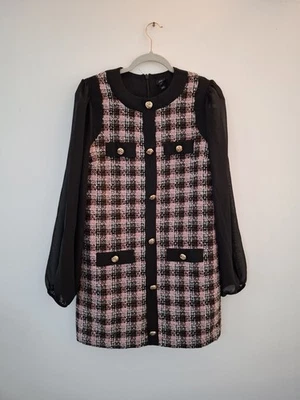 Mini Vestido River Island Negro Rosa Cuadros, Talla 10 Nuevo con Etiquetas Otoño Invierno Informal Trabajo Foto 1 de 4