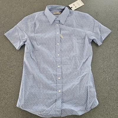 R M Williams Shirt Nicole Short Sleeve Blue White Floral Cotton Size 10 New With - image 1 of 4