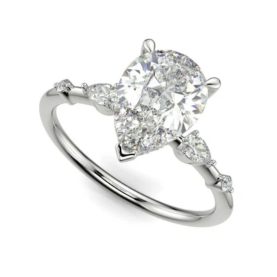 2.27 Ct Pear Cut Diamond Engagement Ring VS2 F White Gold 14k - Image 1 of 4
