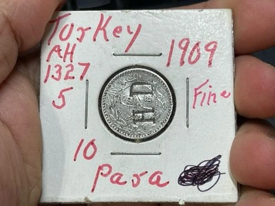 Contador de 10 Para Monedas Turquía 1909 estampado “H D” Foto 1 de 4
