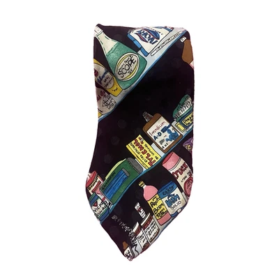 Corbata de cuello 100 % seda para hombre Nicole Miller 1990 Y2k niños hombres artículos de tocador diseño funky Foto 1 de 4