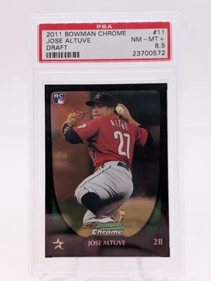 2011 Bowman Chrome Draft  #11 REFRACTOR Jose Altuve RC PSA NM-MT+ 8.5 - Image 1 of 2