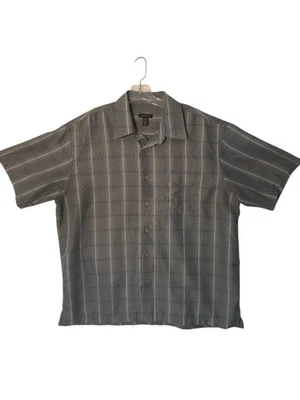 Van Heusen Studio Dress Shirt Men’s Striped Grey/Bule Short Sleeve Large XL - Image 1 of 4