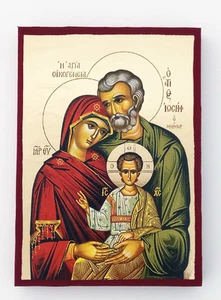 Holy Family small Goldprint byzantine orthodox icon handmade - Picture 1 of 2