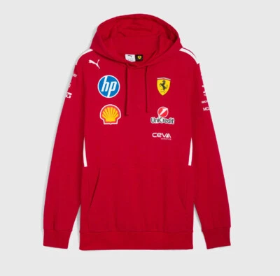 Sudadera con Capucha Pullover Scuderia Ferrari F1 Para Hombre Roja 2025 Equipo Sudaderas Top