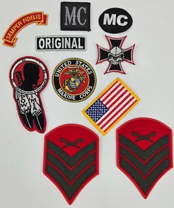 Patches Lot Of Ten Patriotic Flag MotorCycle Club And Pow Biker Core - Picture 1 of 10